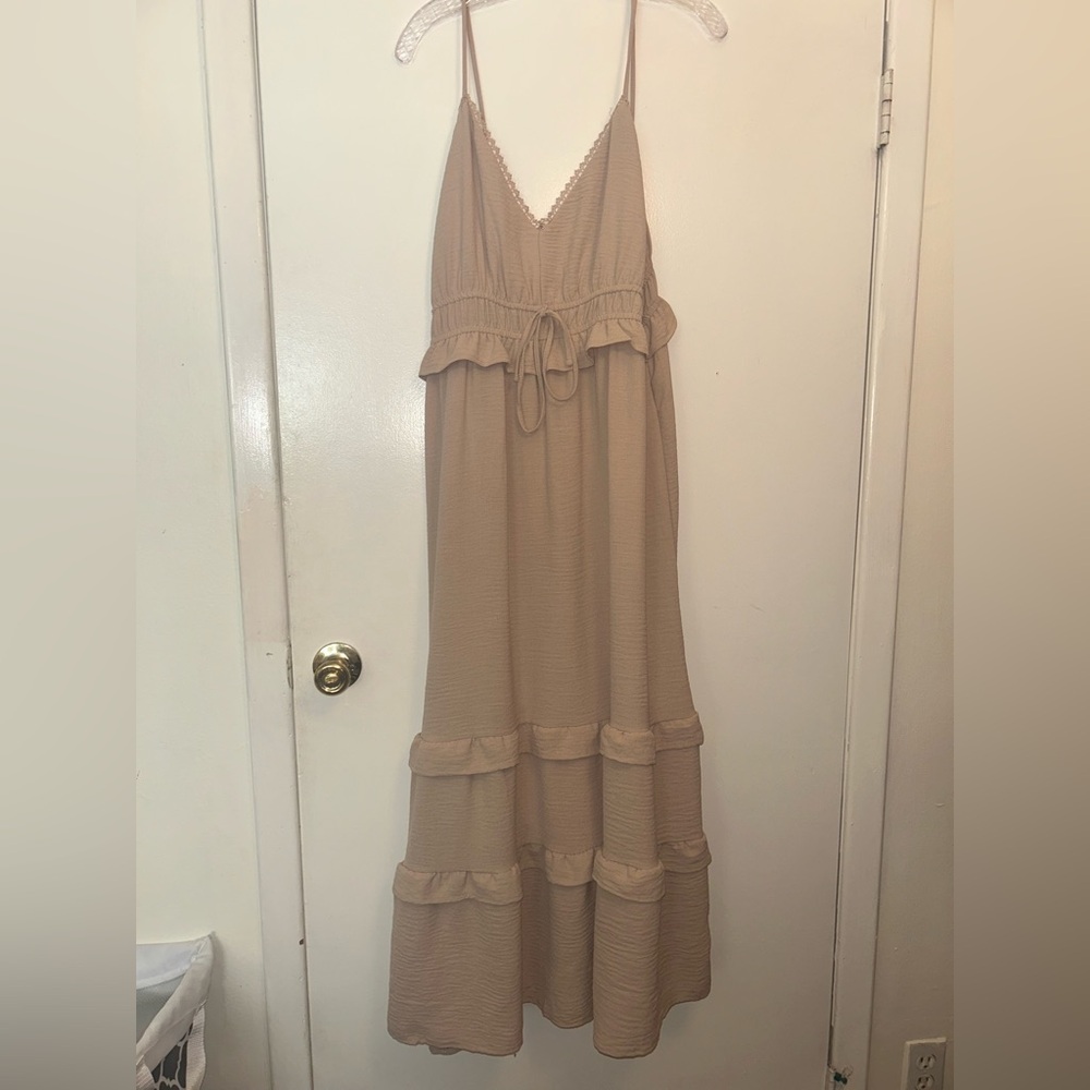 Wallflower Beige Dress with Crochet Trim